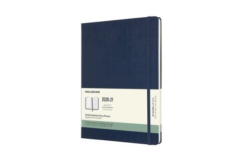 neuveden: Moleskine: Plánovací zápisník 2020-2021 tvrdý modrý XL