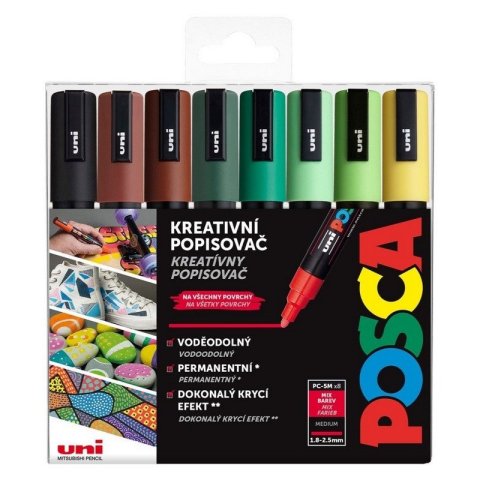 neuveden: Posca sada popisovačů PC-5M - Earth 1,8 - 2,5 mm (mix zemitých tónů 8 ks)