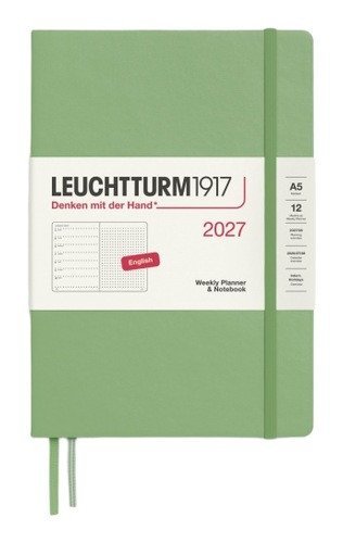 -: Týdenní plánovač & Zápisník Sage, tečkovaný Medium A5 2027, anglicky