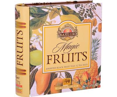 neuveden: BASILUR Book Magic Fruit dárková sada 32 černých čajů s kousky ovoce v plec