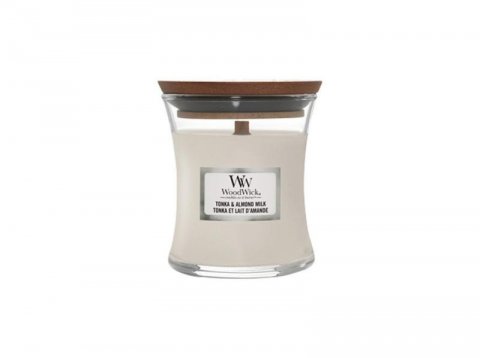 neuveden: WoodWick Tonka & Almond Milk svíčka váza 85g