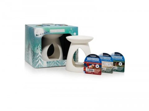 neuveden: YANKEE CANDLE dárková sada Aromalampa + 3 ks vosk + 1 ks čajová svíčka