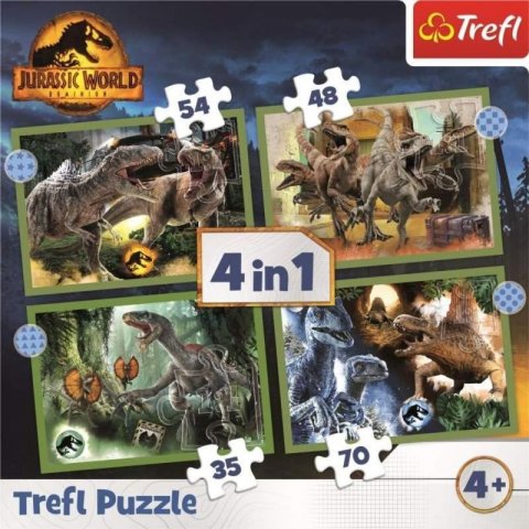 neuveden: Trefl Puzzle Jurský svět: Nadvláda 4v1 (35,48,54,70 dílků)