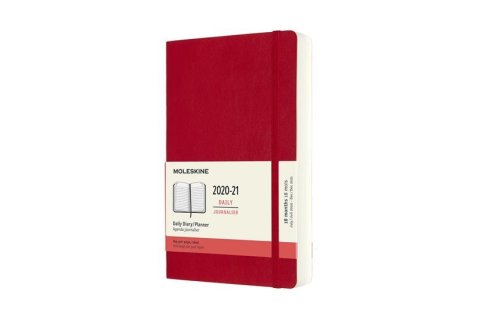 neuveden: Moleskine: Diář 2020-2021 denní měkký červený L