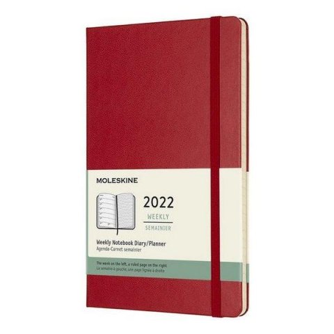 neuveden: Moleskine Plánovací zápisník 2022 červený L, tvrdý