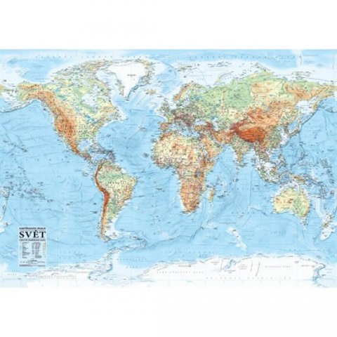 neuveden: Svět - nástěnná obecně zeměpisná mapa 1 : 21 000 000