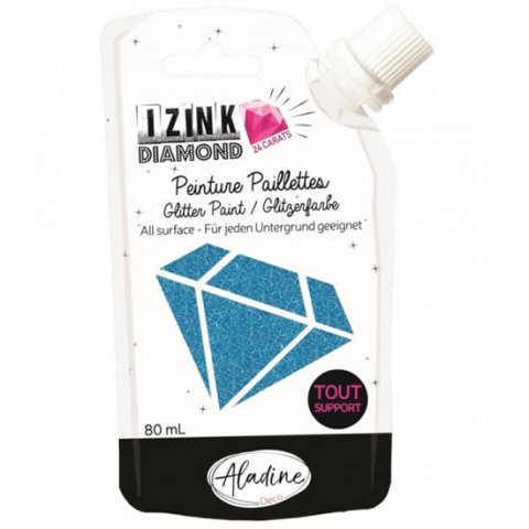 neuveden: Diamantová barva IZINK Diamond 24 CARATS - modrá, 80 ml