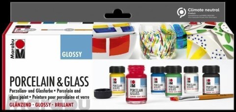 neuveden: Marabu Porcelain & Glass starter set - Glossy 6 x 15ml