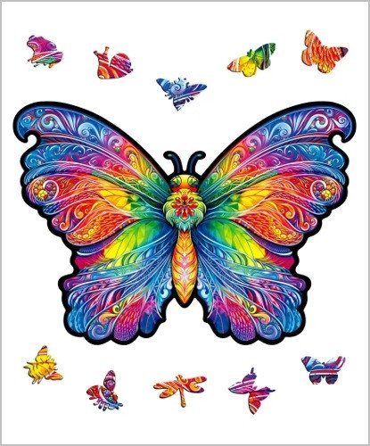 : Dřevěné puzzle - Duhový Motýl