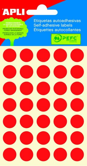 neuveden: Samolepicí etikety O 13 mm - červené
