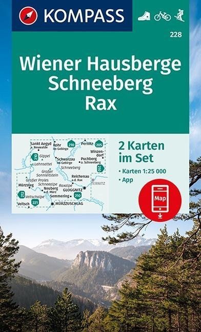neuveden: Wiener Hausberge, Schneeberg, Rax 1:25 000 / sada 2 turistických map 228