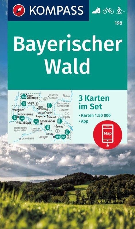 : Bayerischer Wald 1:50 000 / sada 3 turistických map KOMPASS 198