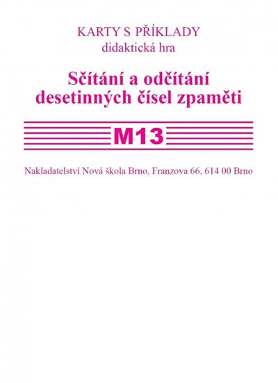 Rosecká Zdena: Sada kartiček M13 - Sčítání a odčítání desetinných čísel zpaměti