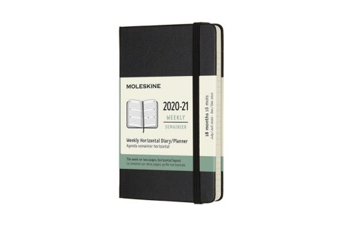 neuveden: Moleskine: Horizontální diář 2020-2021 tvrdý černý S