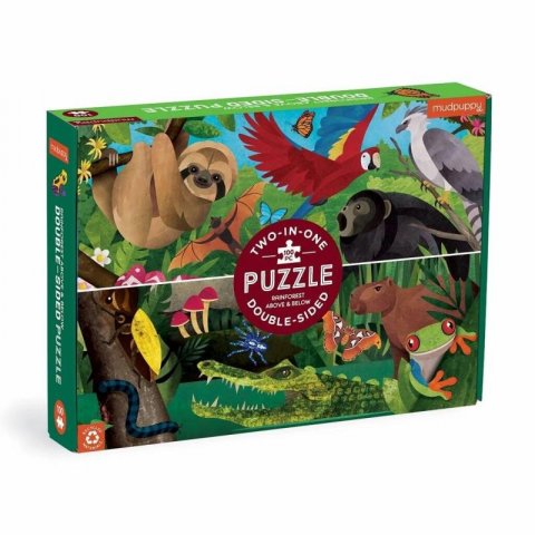 neuveden: Oboustranné puzzle - Deštný prales nad a na zemi 100 dílků