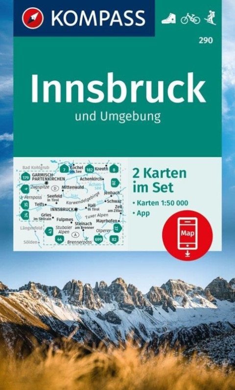 : Innsbruck a okolí 1:50 000 / sada 2 turistických map KOMPASS 290