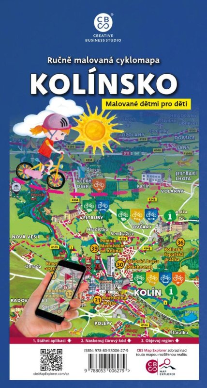 neuveden: Kolínsko dětem - Ručně malovaná cyklomapa