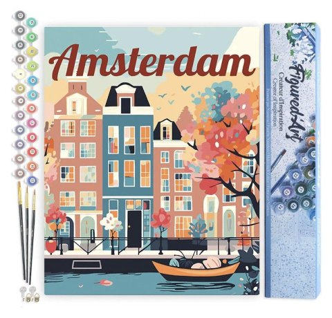 : Malování podle čísel - Vintage Amsterdam bez rámu 40x50cm