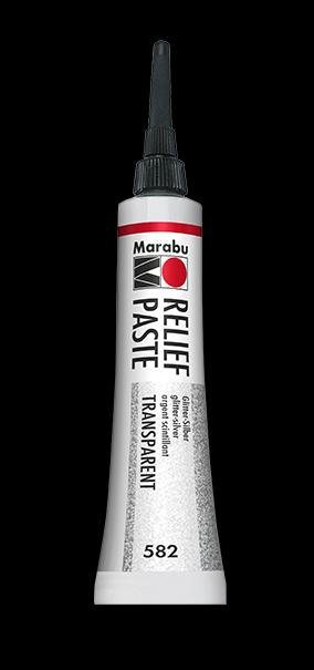 neuveden: Marabu reliéfní pasta na sklo a porcelán/stříbrný glitr 20 ml