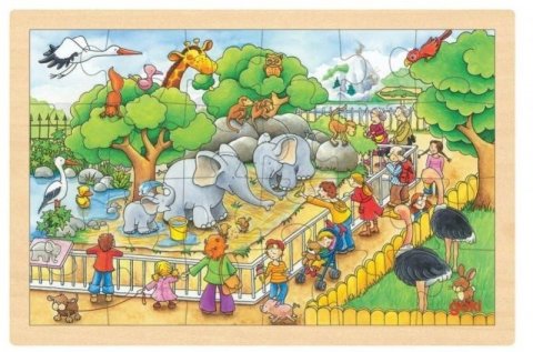 neuveden: Goki Puzzle Návštěva ZOO 24 dílků - dřevěné