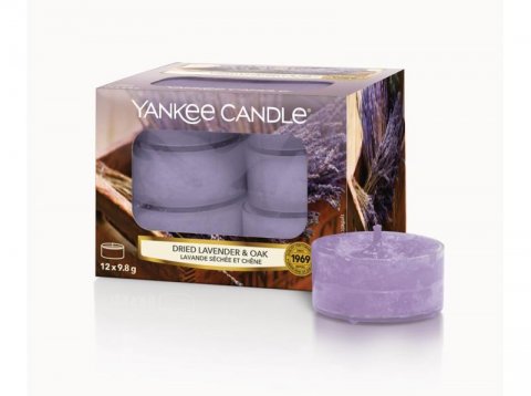 neuveden: YANKEE CANDLE Dried Lavender & Oak svíčka 9,8g čajová 12ks