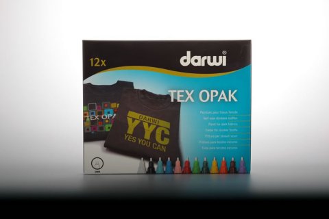 neuveden: DARWI TEX OPAK fixy na textil sada 12 x 6 ml
