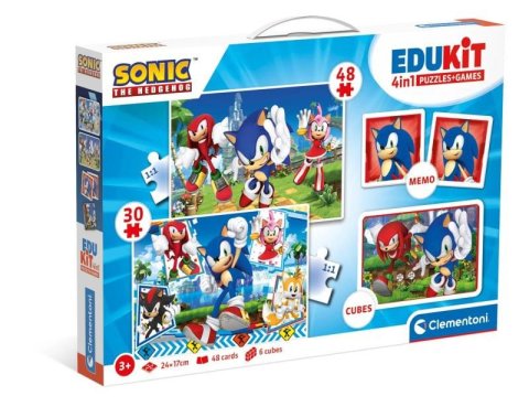 neuveden: Edukit Sonic 4v1 (pexeso, 48 + 30 puzzle, 6 kostek)