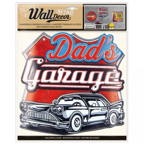 neuveden: Wall decor Retro Dads Garage - samolepící dekorace 30,5x38 cm neuveden: Wall decor Retro Dads Garage - samolepící dekorace 30,5x38 cm