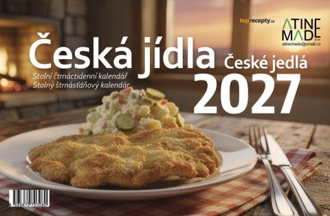 : Kalendář 2027 Česká jídla, stolní, 14denní, 14 x 21,4 cm