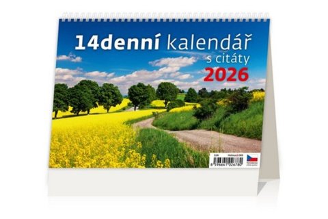 neuveden: Kalendář stolní 2026 - 14denní s citáty