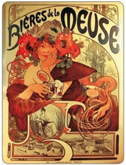 neuveden: Cedule Alfons Mucha – Bieres, 30 x 40 cm