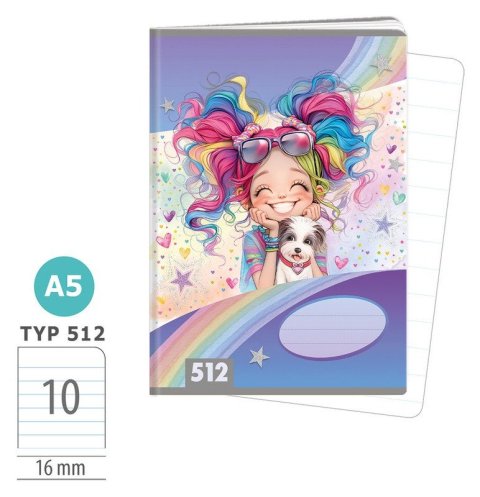 : Školní sešit A5, 10 listů, typ 512 Rainbow Ella