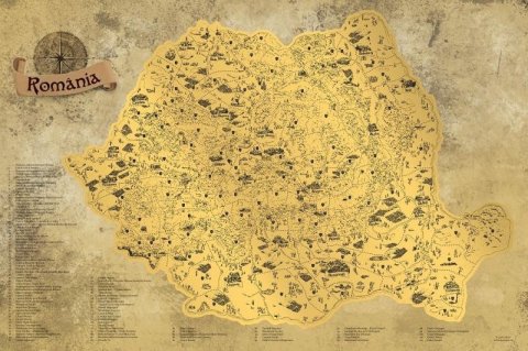 neuveden: Stírací mapa Rumunska Deluxe - zlatá neuveden: Stírací mapa Rumunska Deluxe - zlatá