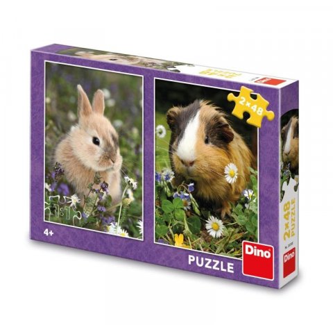 neuveden: Puzzle Králíček a morče 2x48 dílků