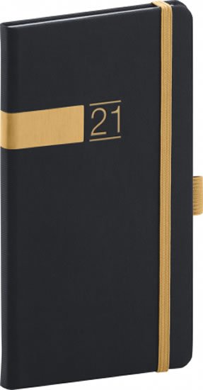 neuveden: Diář 2021: Twill - černozlatý - kapesní, 9 × 15,5 cm