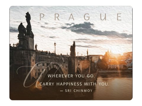 Chinmoy Sri: Magnet na lednici Prague Wherever you go. Carry Happiness With You