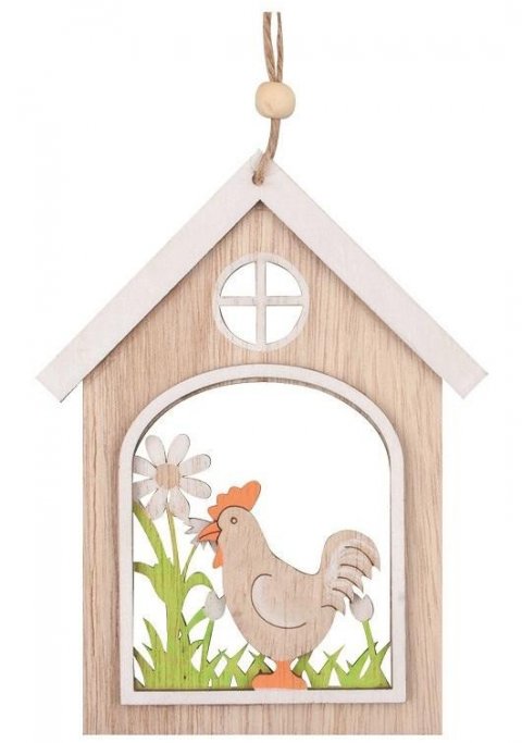 neuveden: Domeček se slepičkou na zavěšení 14 cm