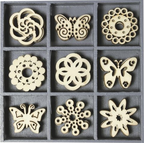 neuveden: HEYDA Sada dřevěných dekorací v krabičce - motýli