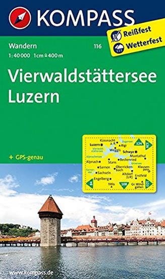 neuveden: Vierwaldstättersee, Luzern 1:40 000 / turistická mapa KOMPASS 116