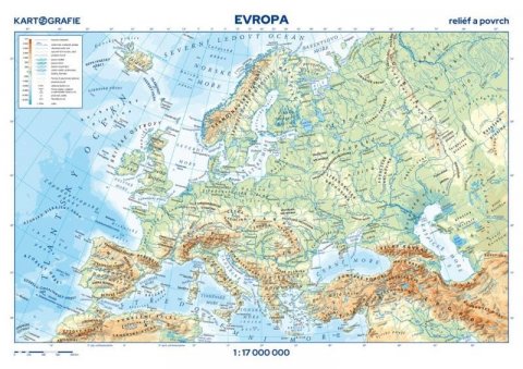 neuveden: Evropa - reliéf a povrch 1:17 000 000 nástěnná mapa neuveden: Evropa - reliéf a povrch 1:17 000 000 nástěnná mapa