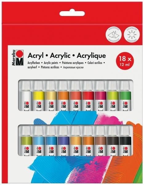 neuveden: Marabu akrylová barva sada 18 x 36 ml