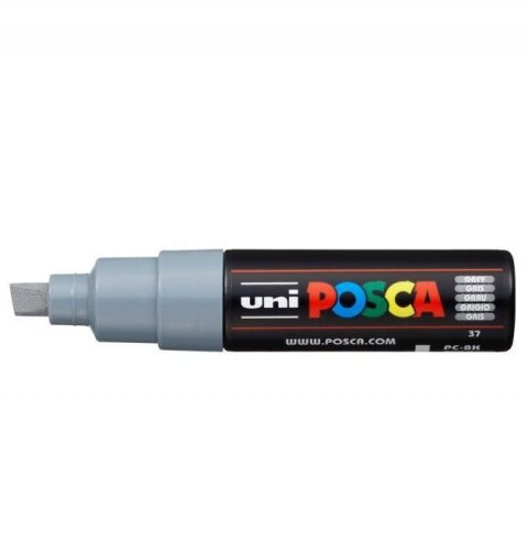 neuveden: Posca akrylový popisovač PC-8K, 8 mm, šedá (se širokým, seříznutým hrotem)