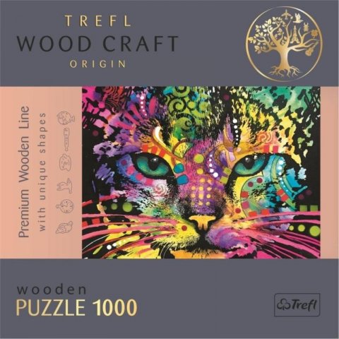 neuveden: Trefl Wood Craft Origin Puzzle Barevná kočka 1000 dílků - dřevěné