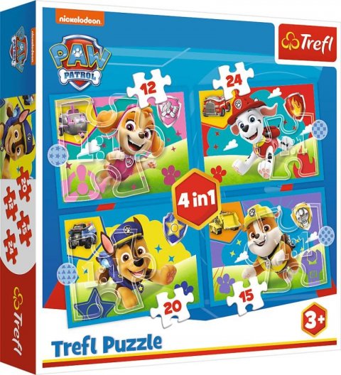 neuveden: Puzzle Tlapková patrola: Běžící štěňata 4v1 (12,15,20,24 dílků)