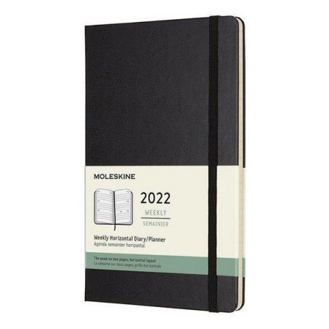 neuveden: Moleskine Horizontální diář 2022 černý L, týdenní, tvrdý