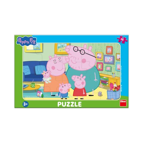 -: Puzzle deskové Peppa Pig v obývacím pokoji 15 dílků