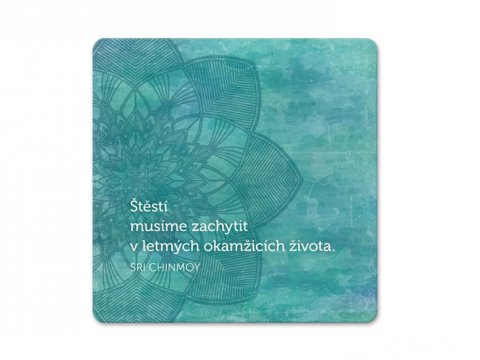 Chinmoy Sri: Korkový podtácek s citátem - Štěstí musíme zachytit v letmých okamžicích ži Chinmoy Sri: Korkový podtácek s citátem - Štěstí musíme zachytit v letmých okamžicích ži