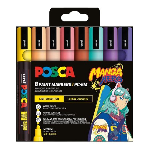 neuveden: Posca sada popisovačů PC- 5M - MANGA HERO (8 ks)