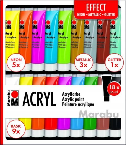 neuveden: Marabu akrylová barva EFFECT 18 x 36 ml