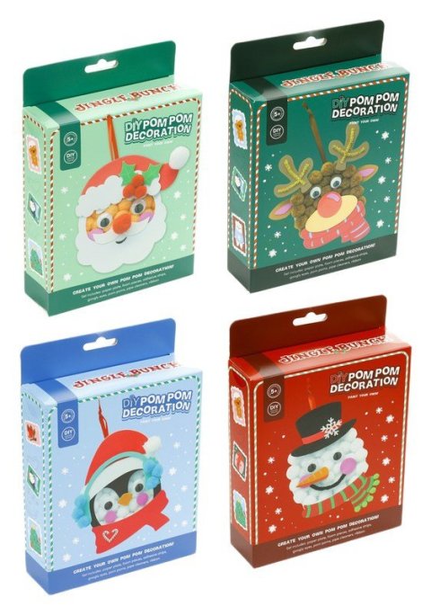 : Dekorace - DIY vánoční ozdoba pom pom Jingle Bunch
